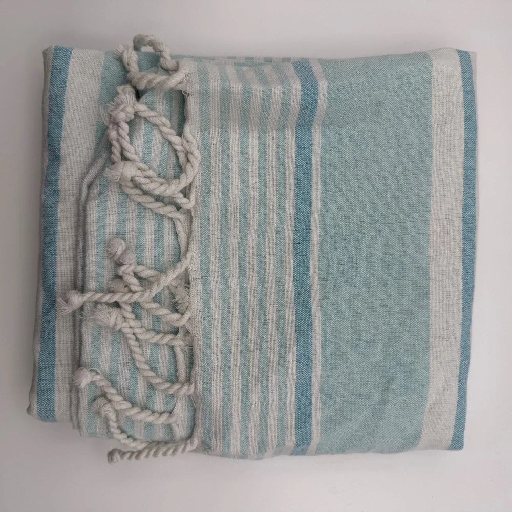 Seafolly Australia Turkish Towel Set Blue Mist Stripe Beach Bag NEW